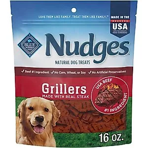 Blue Nudges Grillers Natural Dog Treats, Beef, 16 Oz