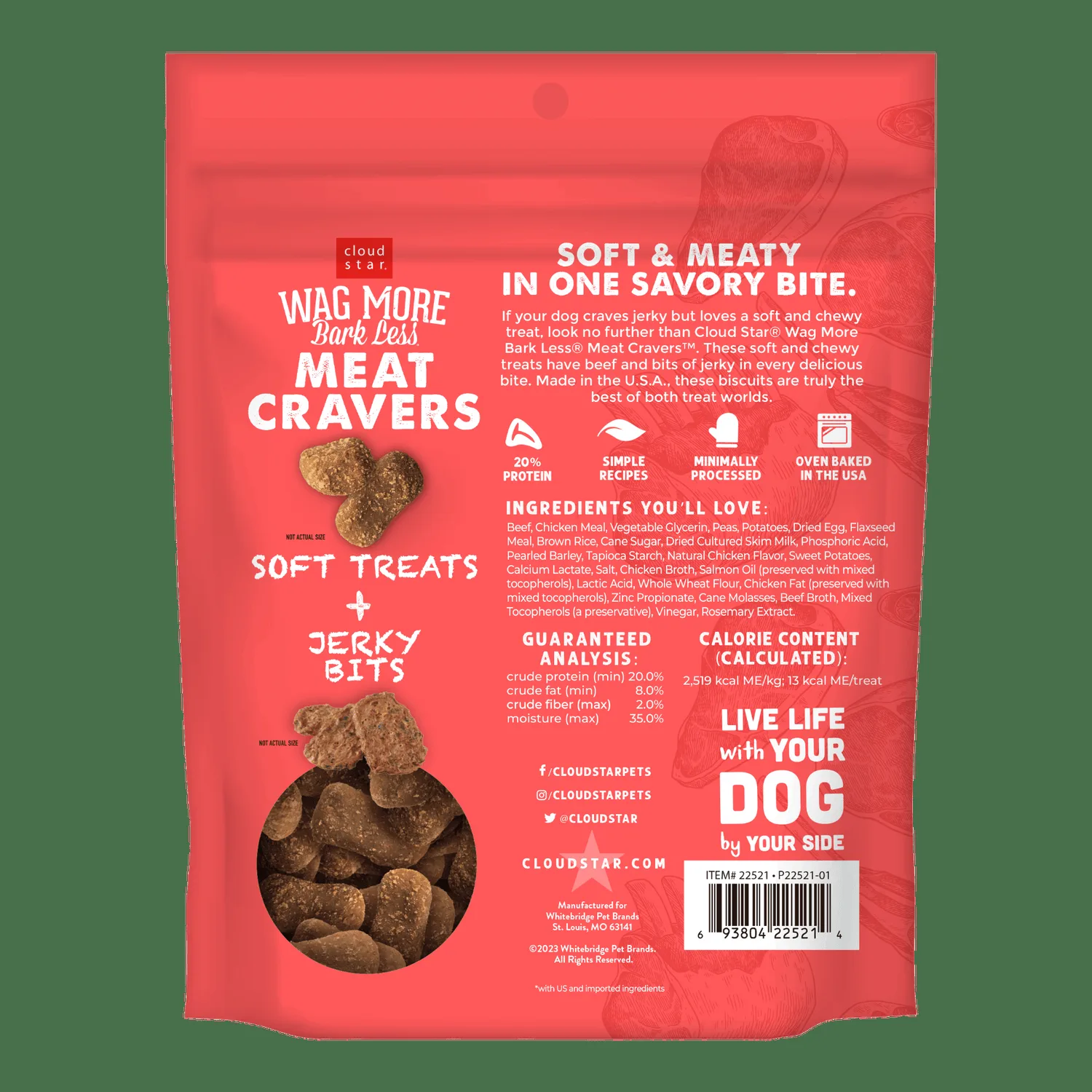 Cloud Star Wag More Bark Less Meat Cravers Soft Chews Dog Treats, Chicken