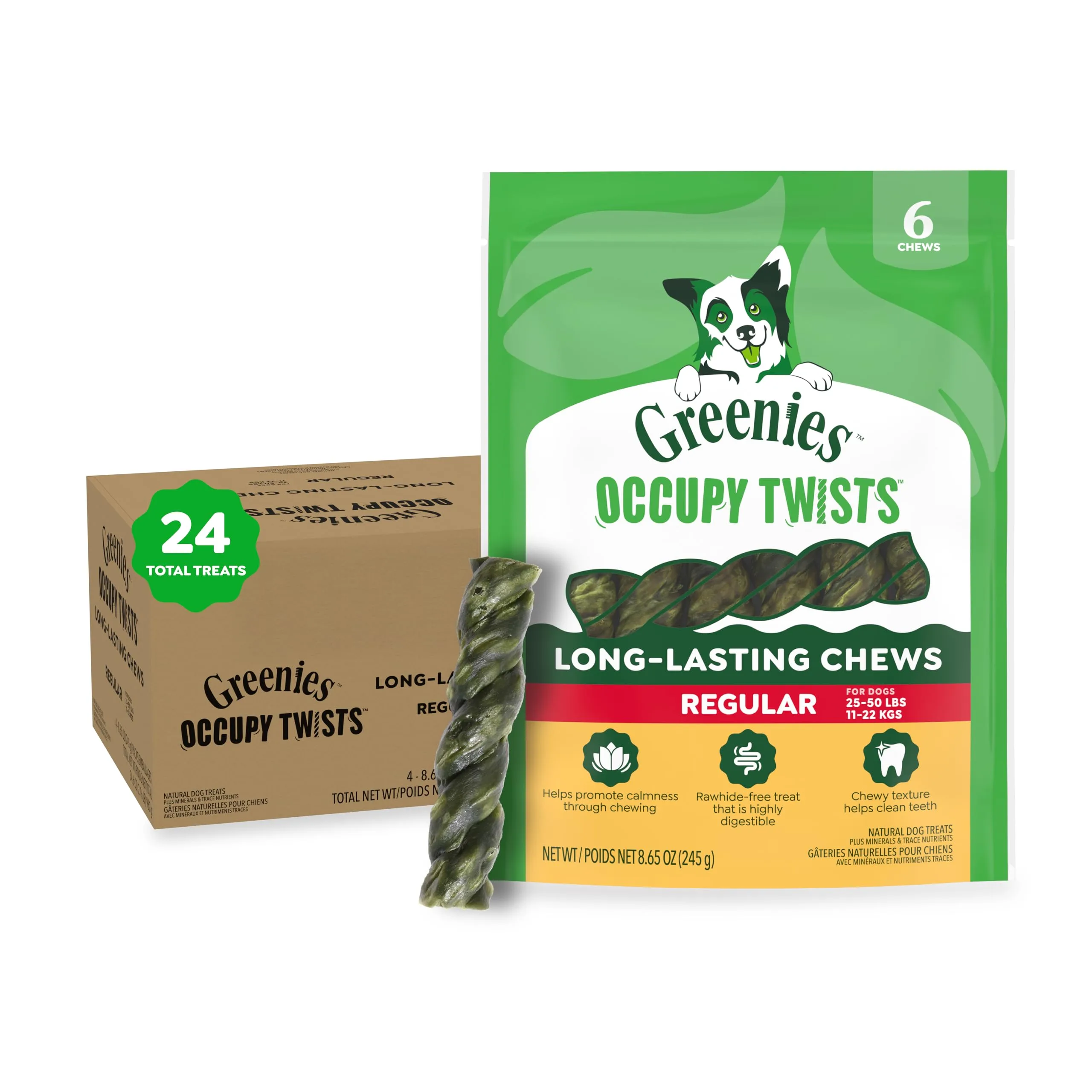 Greenies Occupy Twists Natural Dog Treats, Large Breed Size, Chicken Flavor, 34.2 Oz, 16 Count image 3