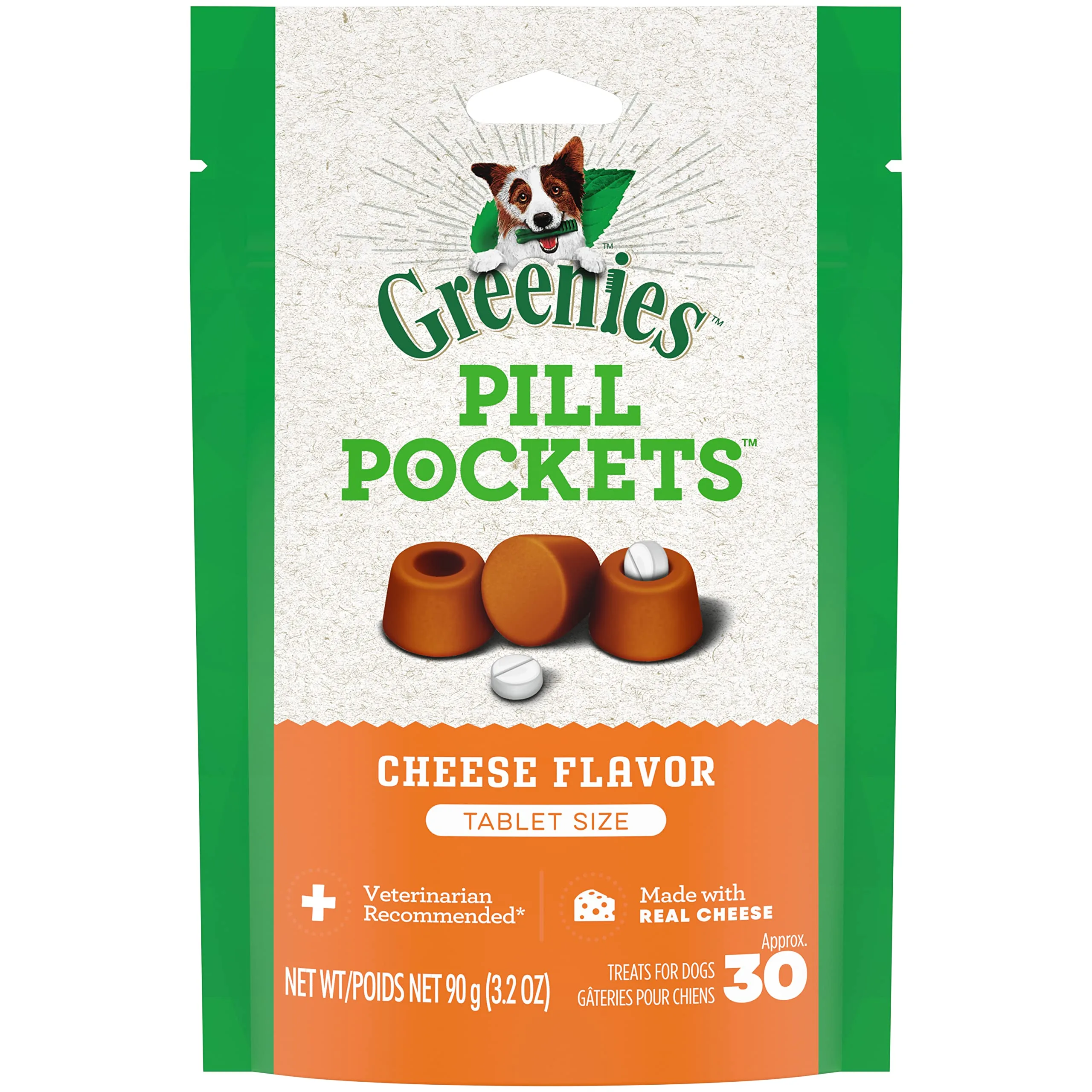 Greenies Pill Pockets Cheese Flavor Tablet Size Natural Dog Treats, 3.2 Oz