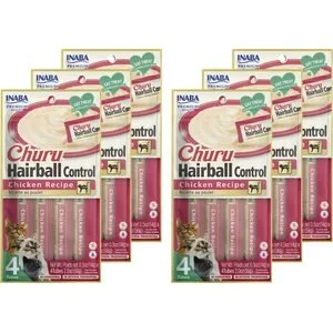 INABA Churu Cat Treats, Grain-Free, Lickable Creamy Puree, Chicken Recipe, 24 Tubes