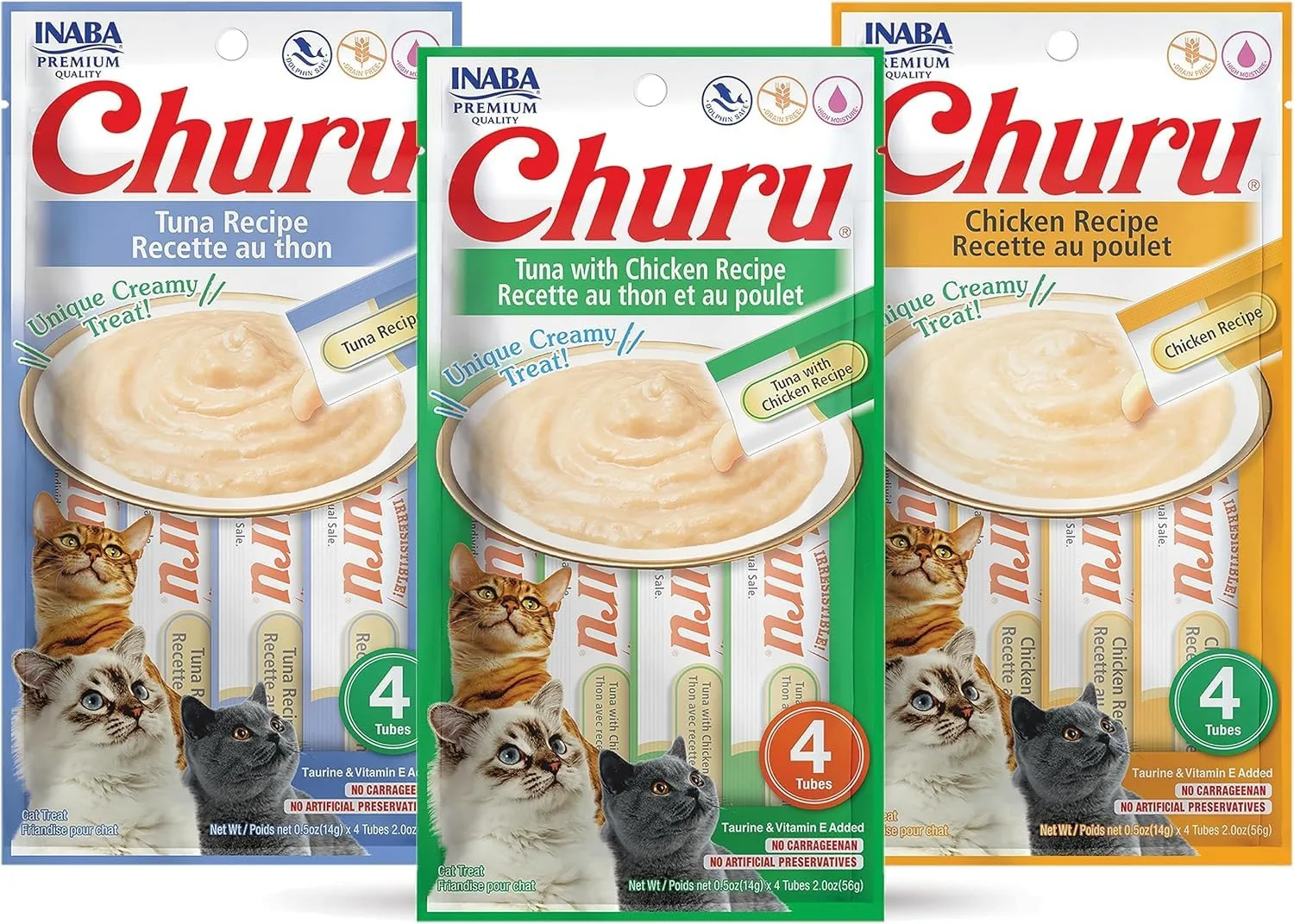 INABA Churu for Kittens, Grain-Free Creamy Lickable Cat Treats, Chicken Recipe, 12 Tubes