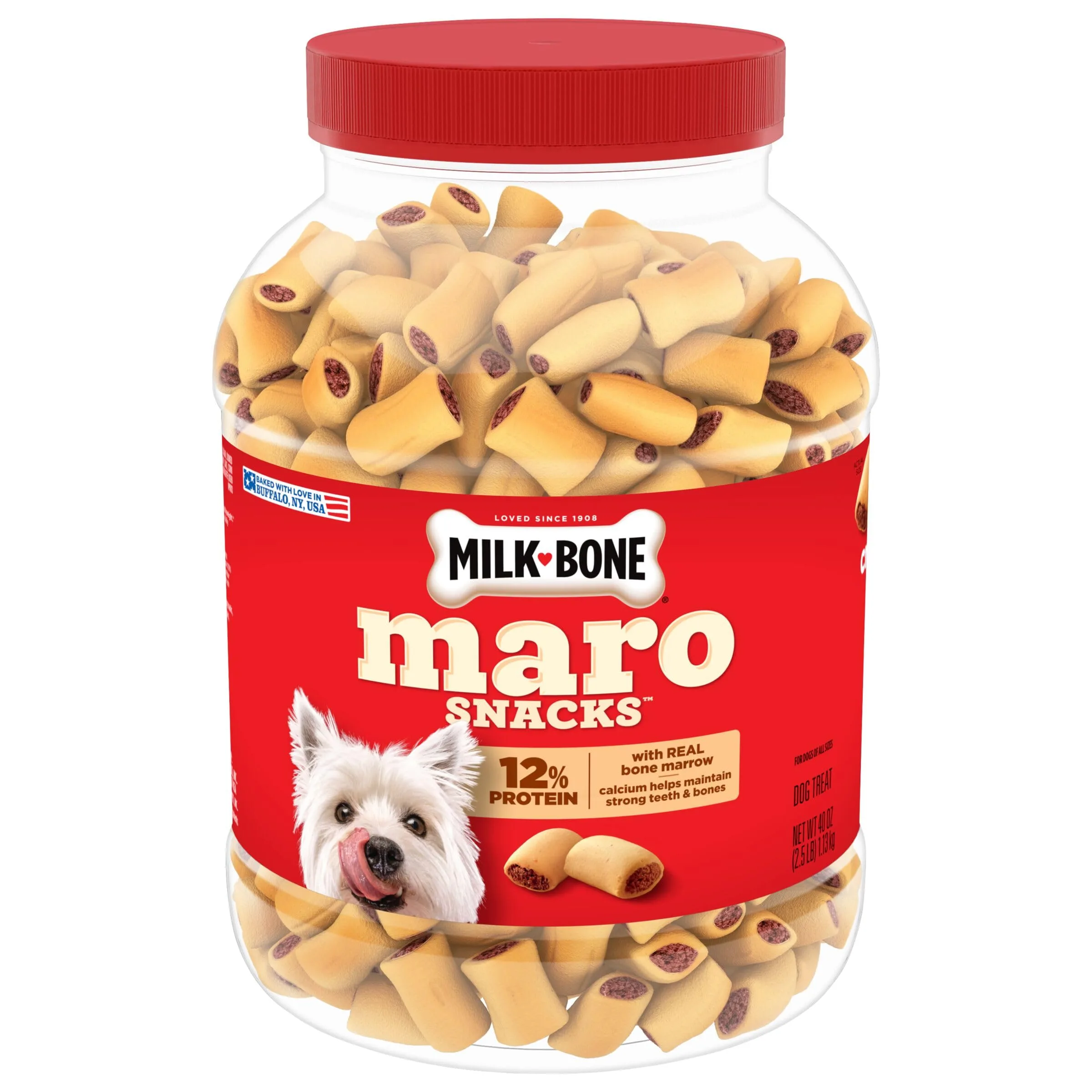 Milk-Bone MaroSnacks Small Dog Treats with Real Bone Marrow, 40 Oz Canister