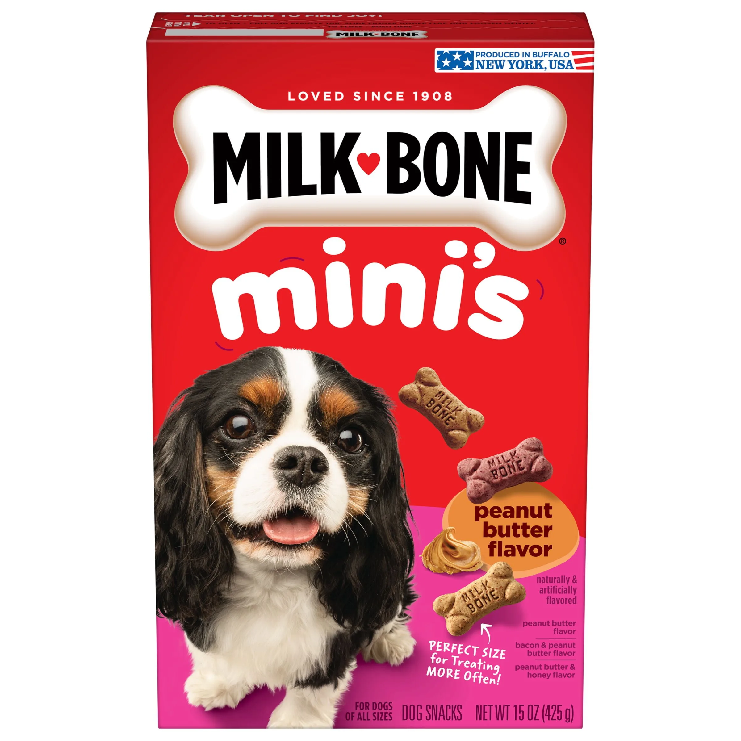Milk-Bone Mini's Peanut Butter Flavor Dog Treats, 15 Ounce (Pack of 6) image 3