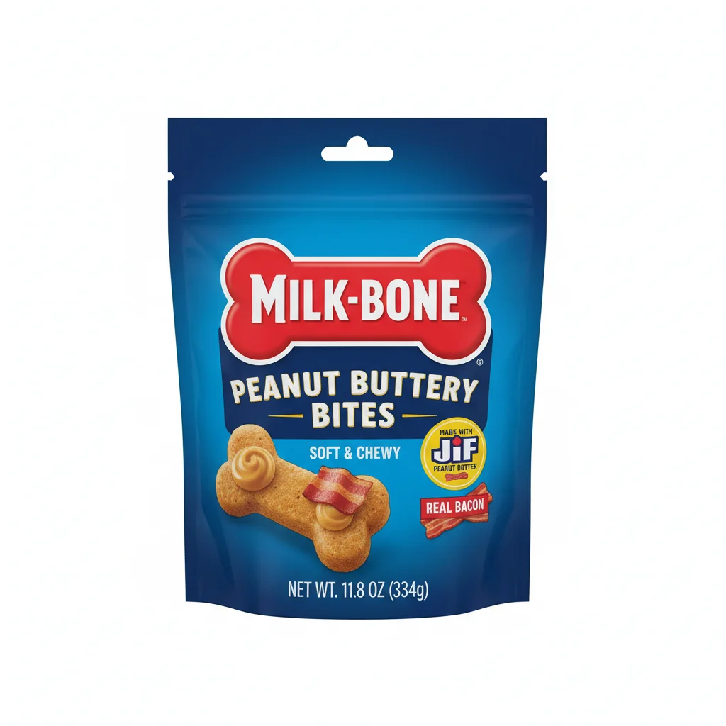 Milk-Bone Peanut Buttery Bites Soft Dog Treats with Jif Peanut Butter & Real Bacon, 11.8 Oz