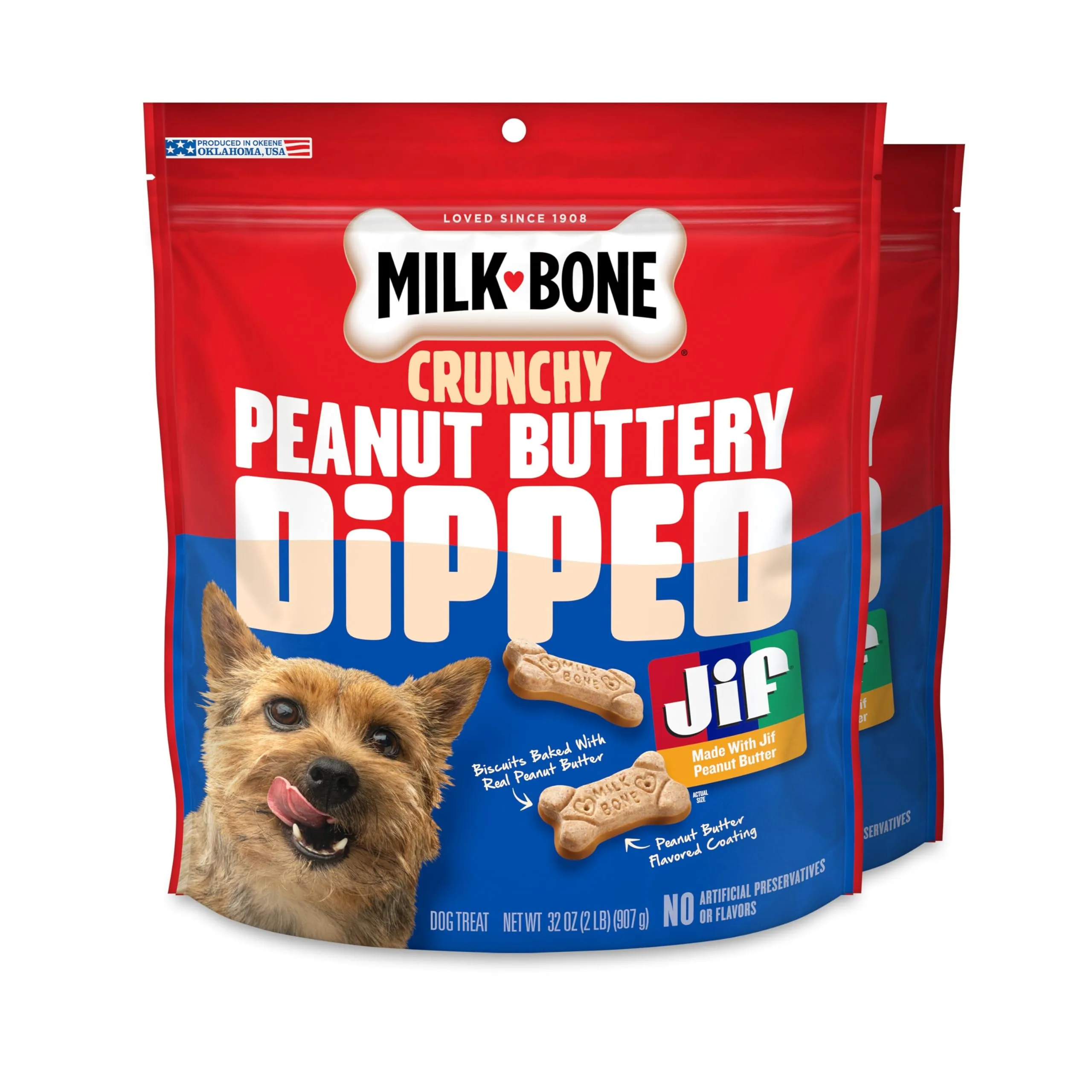 Milk-Bone Peanut Buttery Dipped Dog Biscuits with Jif Peanut Butter, 32 Oz Bag image 2