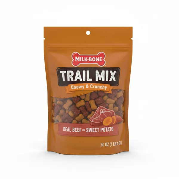 Milk-Bone Trail Mix Chewy & Crunchy Dog Treats, Real Beef & Sweet Potato, 20 Ounce