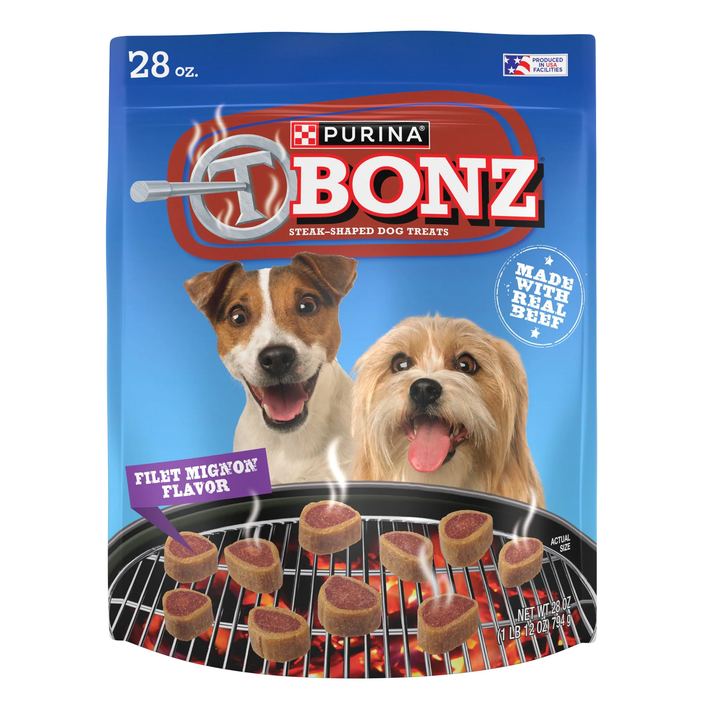 Purina T-Bonz Filet Mignon Flavor Steak Shaped Treats for Dogs, 45 Oz Pouch (Pack of 2) image 2