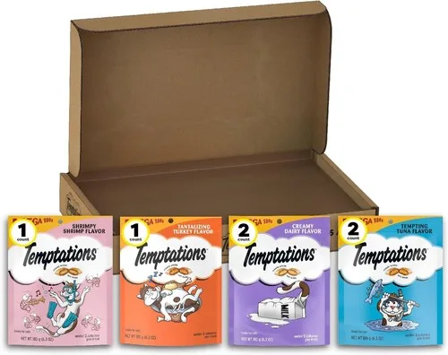 Temptations Cat Treats Classic Crunchy and Soft Variety Pack, 6.3 Oz Pouches (Pack of 12)