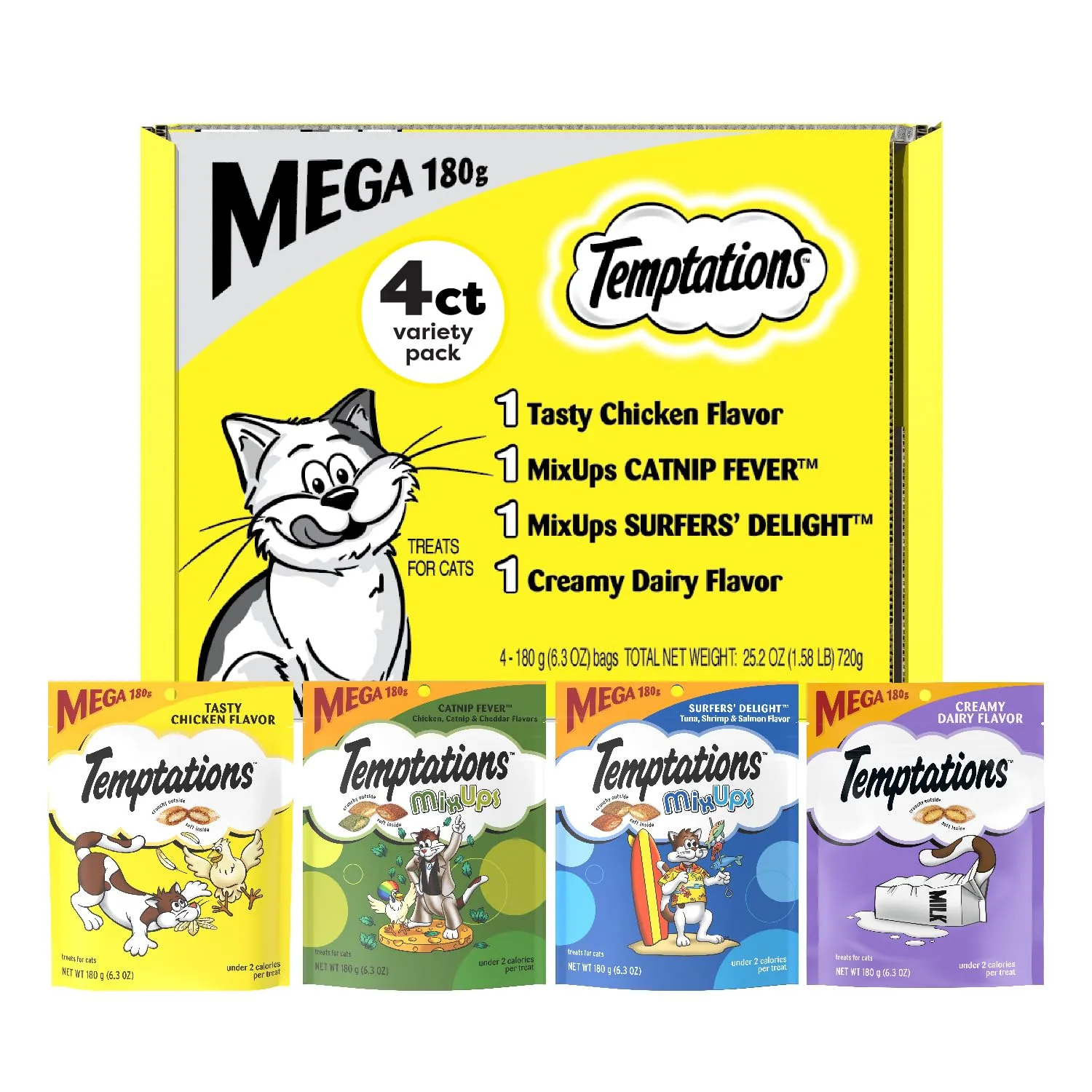 Temptations Cat Treats Classic Crunchy and Soft Variety Pack, 6.3 Oz Pouches (Pack of 12) image 3