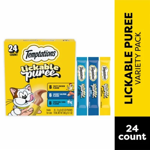 Temptations Creamy Puree Squeezable Lickable Cat Treats, Salmon or Chicken Variety image 2