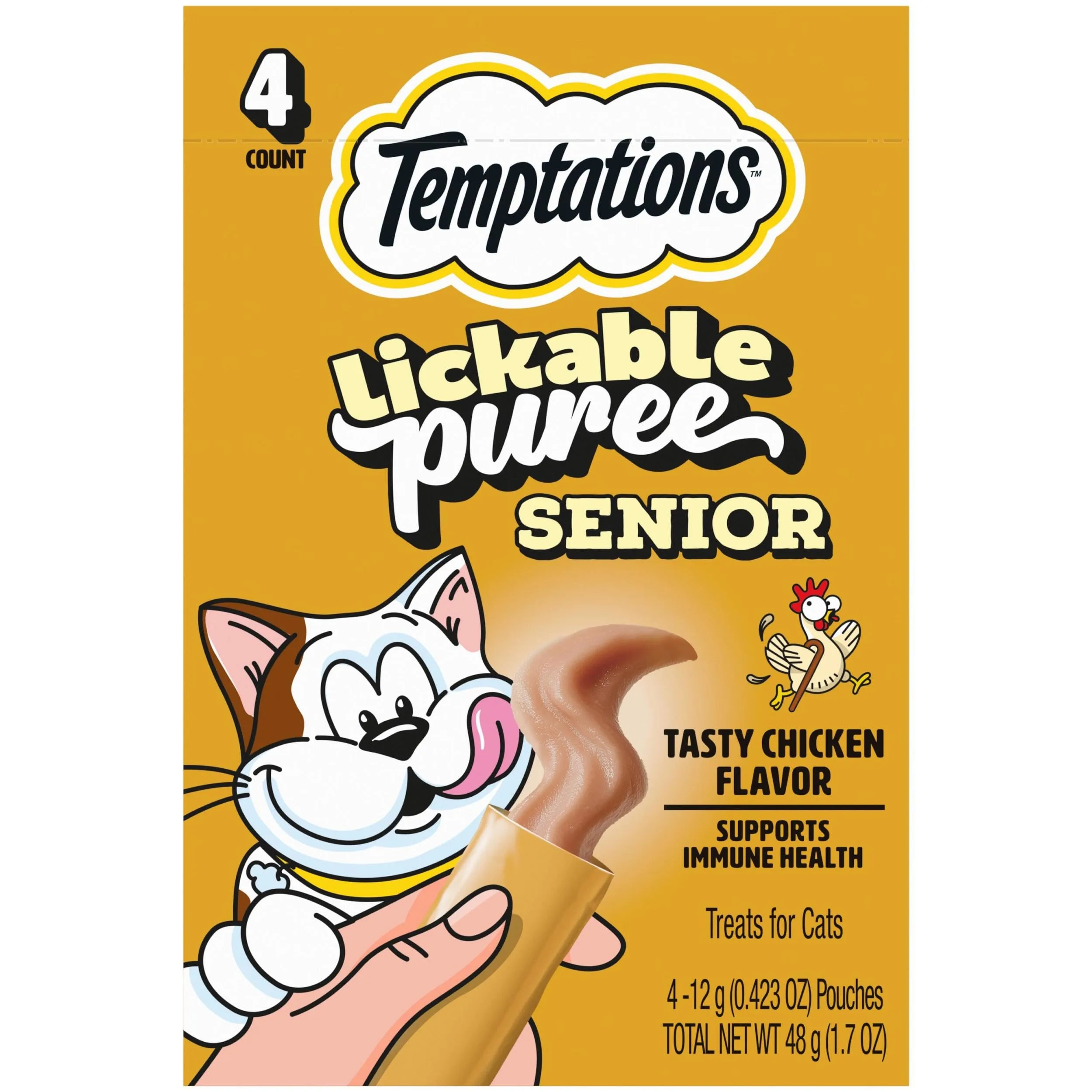 Temptations Puree Senior Cat Treats Lickable, Chicken Pouches image 3